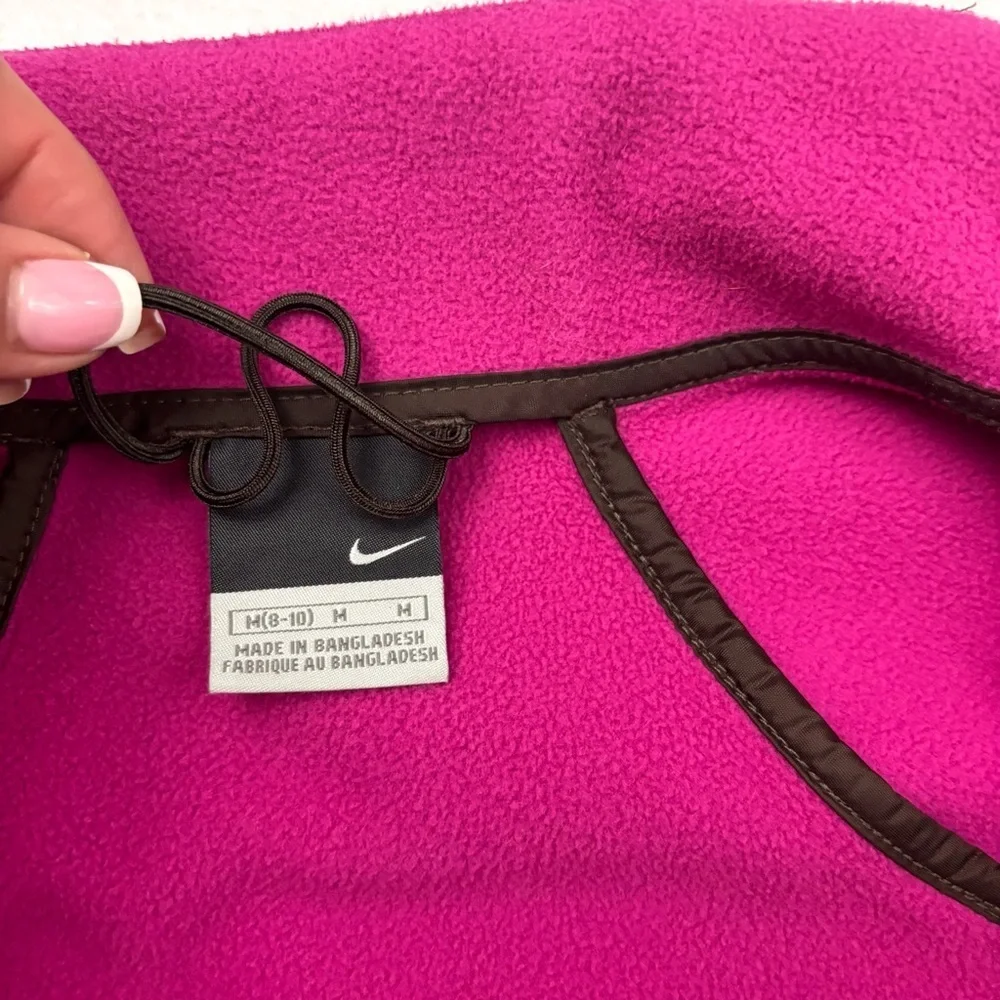 Nike Brown/Pink‎ Fleece Sleeveless Athletic Running Zipper Vest Sweatshirt (M)